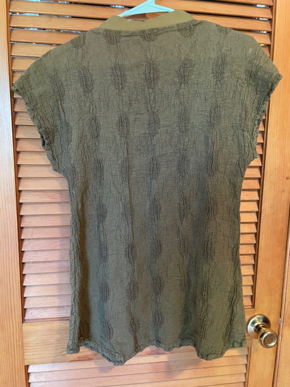 Flax Olive Green Crinkle Short-Sleeve Top - Picture 2 of 3